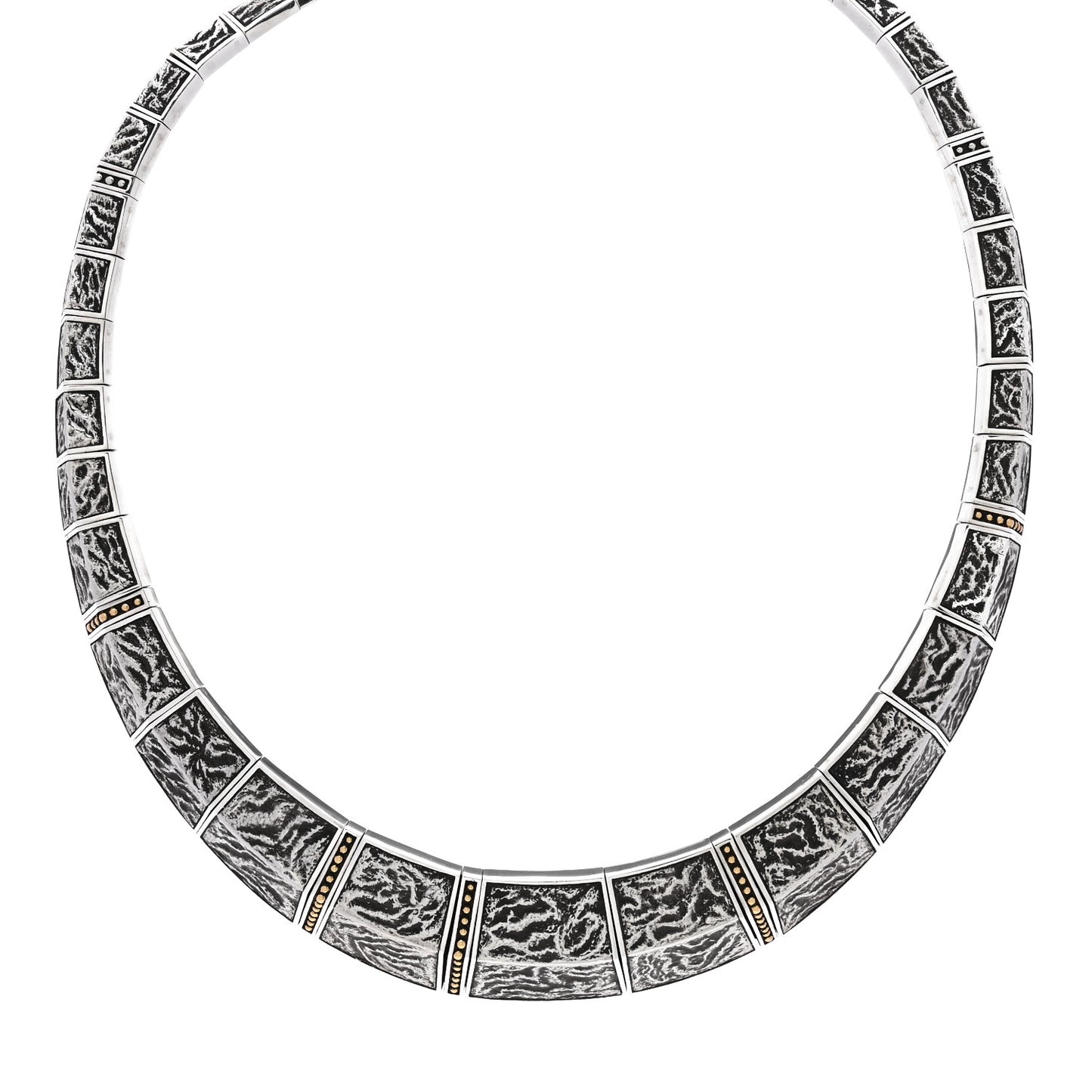 Sterling Silver 18K Yellow Gold Jawan Reticulated Bib Necklace