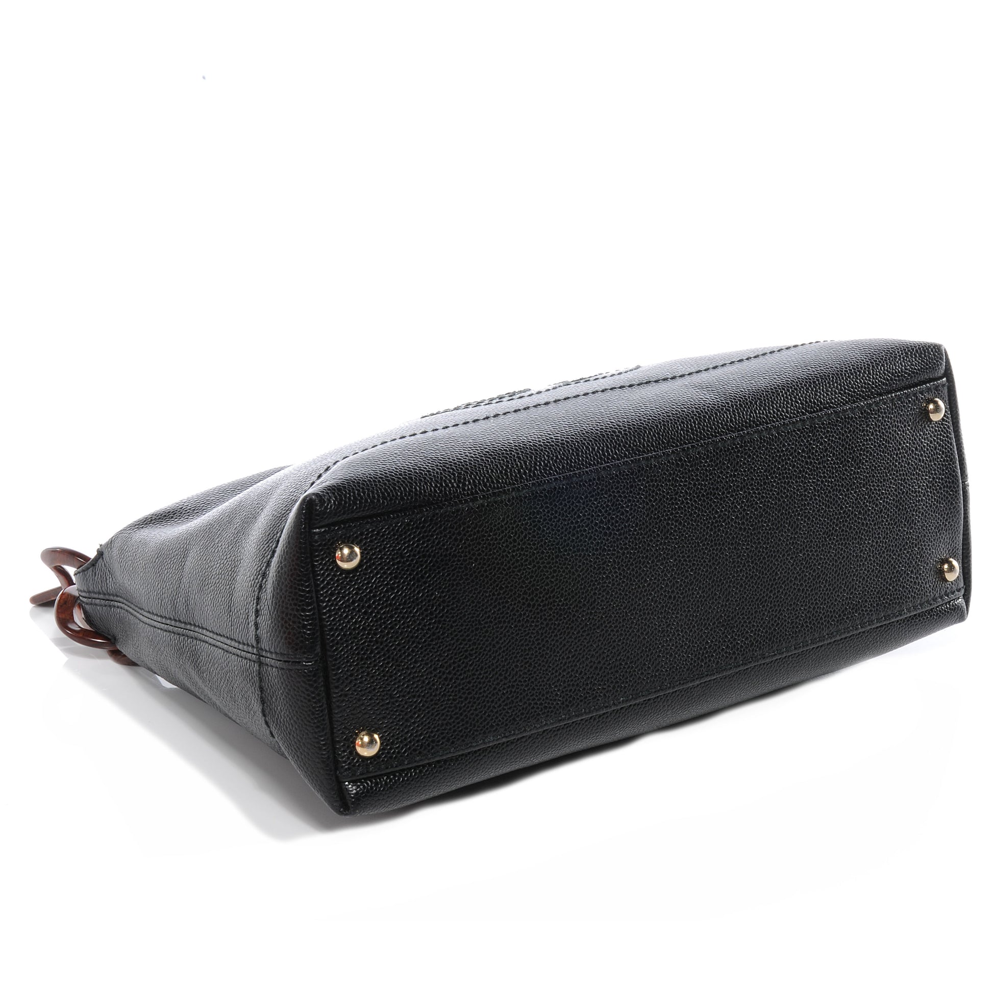 Chanel Caviar CC Wood Chain Hobo Black 4 of 8