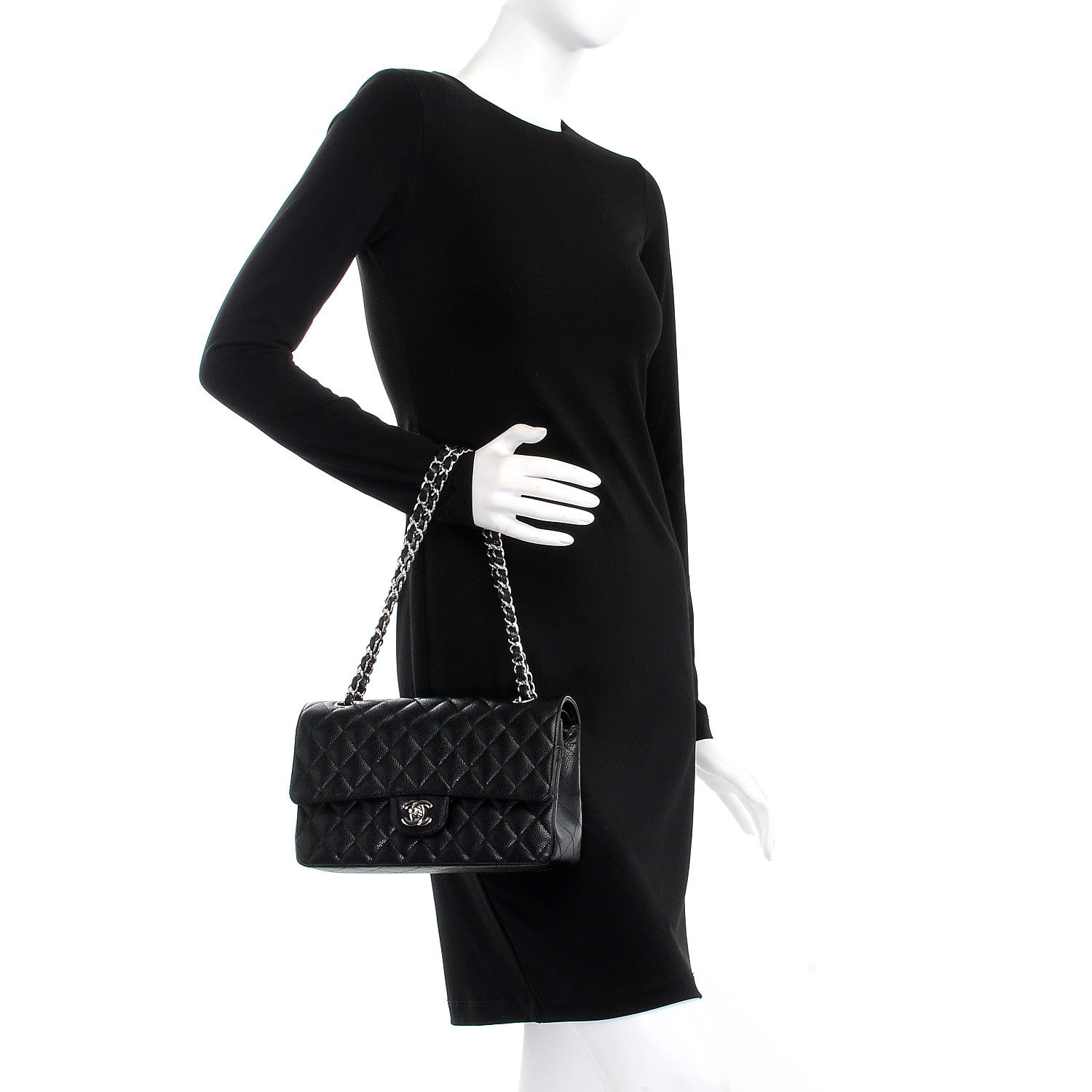 Chanel Caviar Quilted Medium Double Flap Black 2 of 8
