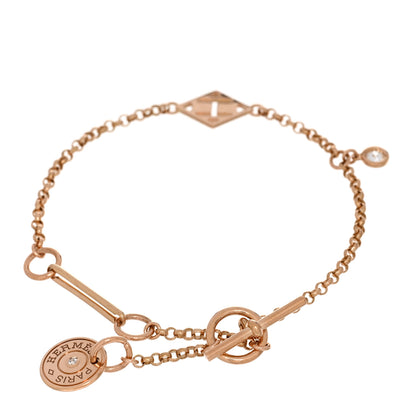 Hermes 18K Rose Gold Diamond Gambade Bracelet ST 2 of 3
