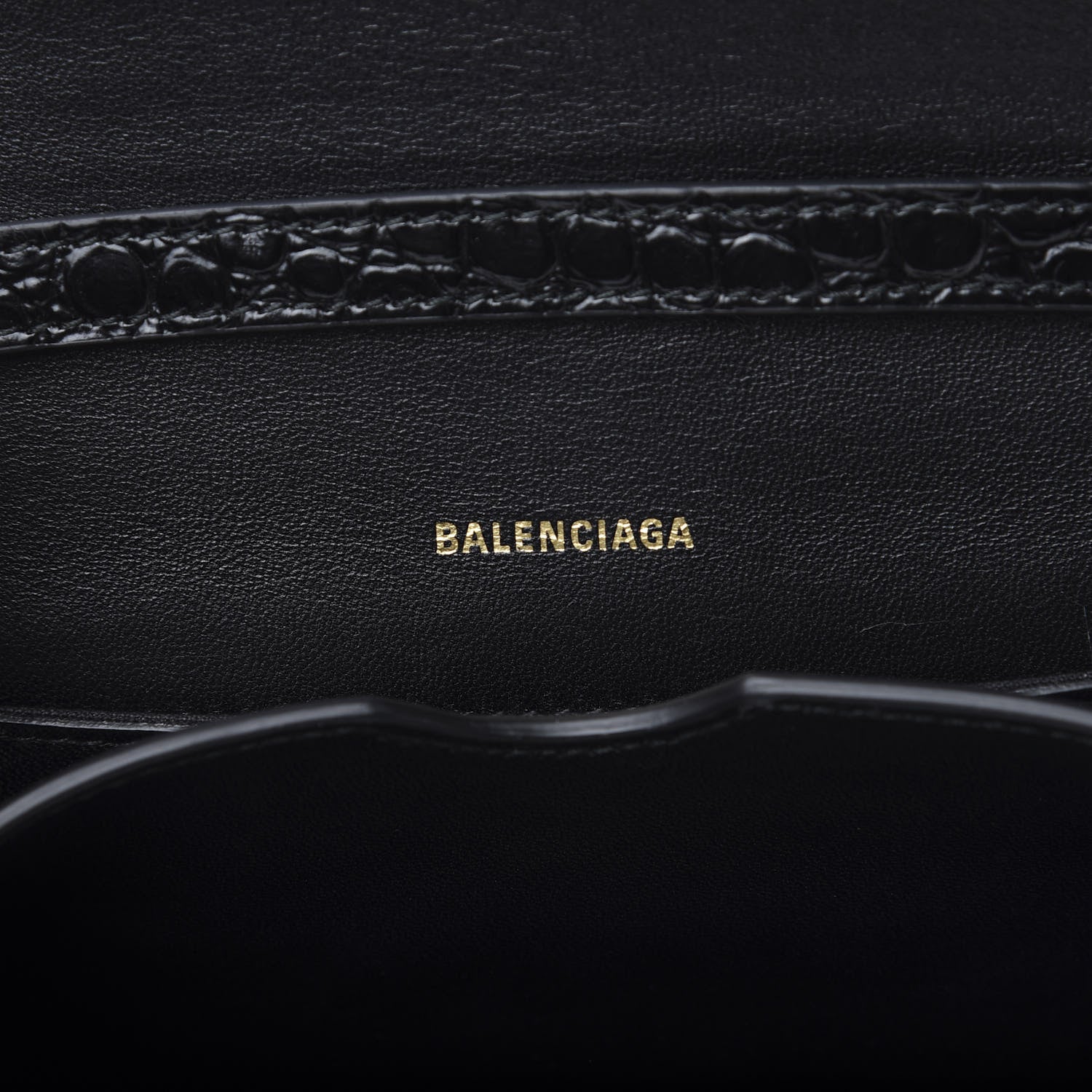 Balenciaga Shiny Calfskin Crocodile Embossed Small B Bag Black 5 of 8