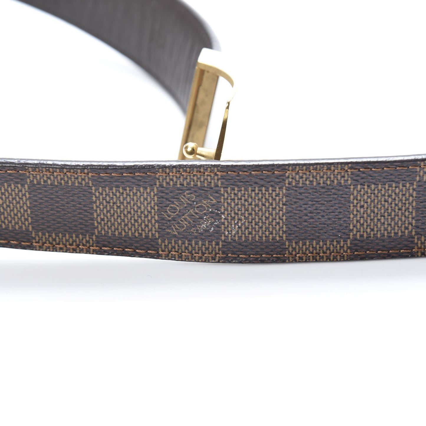 Damier Ebene LV Paris Buckle Belt 75 30 Gold