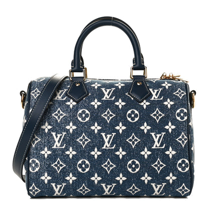Louis Vuitton Monogram Jacquard Denim Speedy Bandouliere 25 Bleu 1 of 13