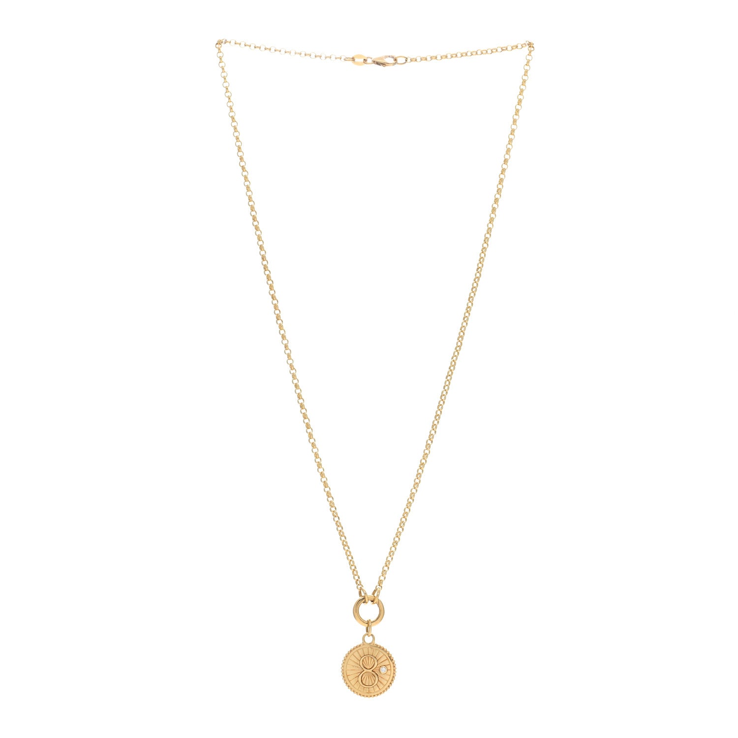 Foundrae 18K Yellow Gold Diamond Baby Karma Medallion Small Belcher Open Mini Chubby Annex Link Necklace 3 of 5