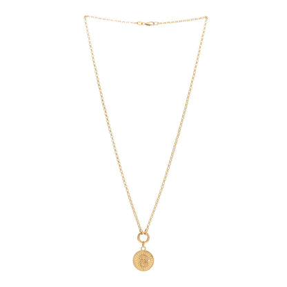 Foundrae 18K Yellow Gold Diamond Baby Karma Medallion Small Belcher Open Mini Chubby Annex Link Necklace 3 of 5