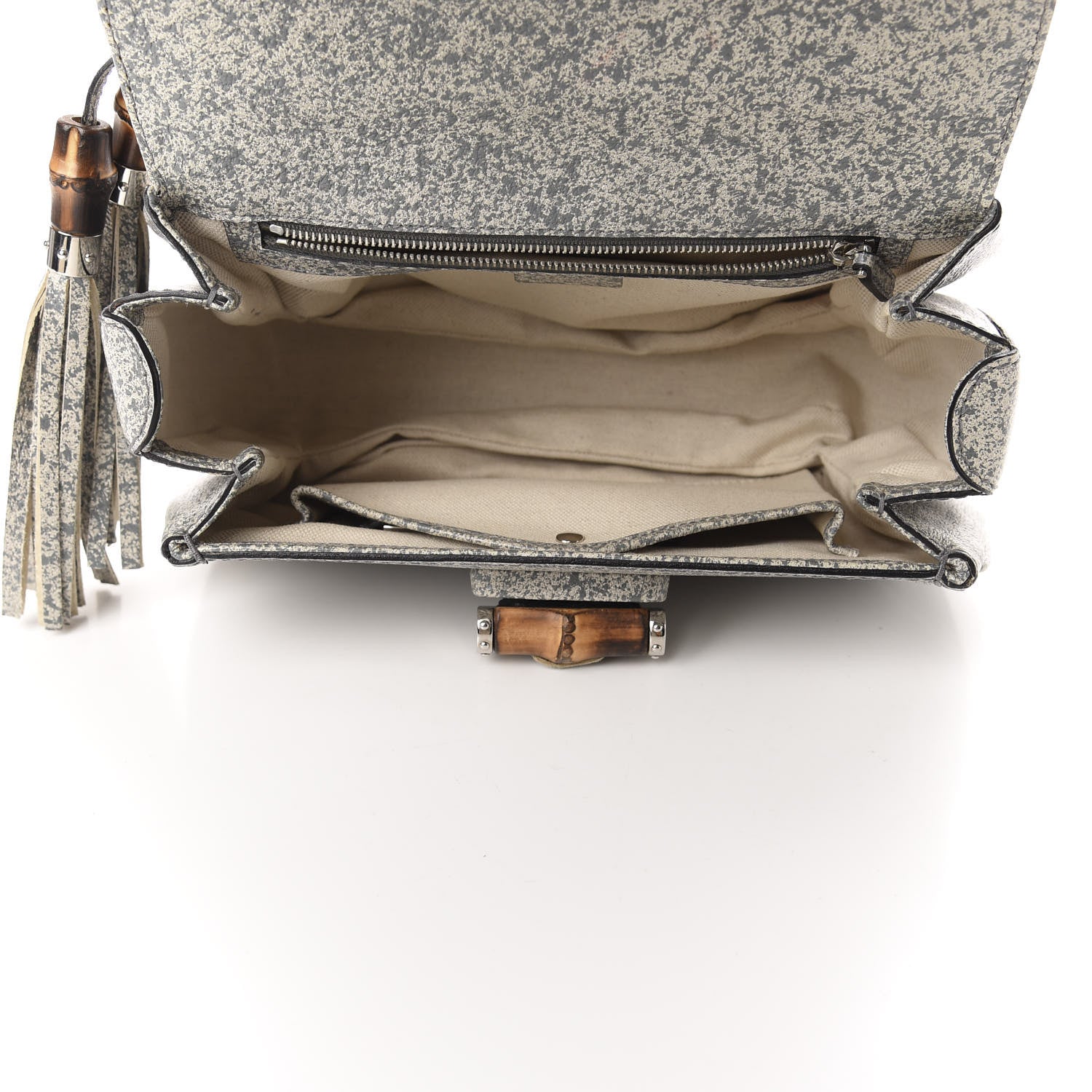 Gucci Calfskin Medium New Bamboo Top Handle Bag Grey White 5 of 11