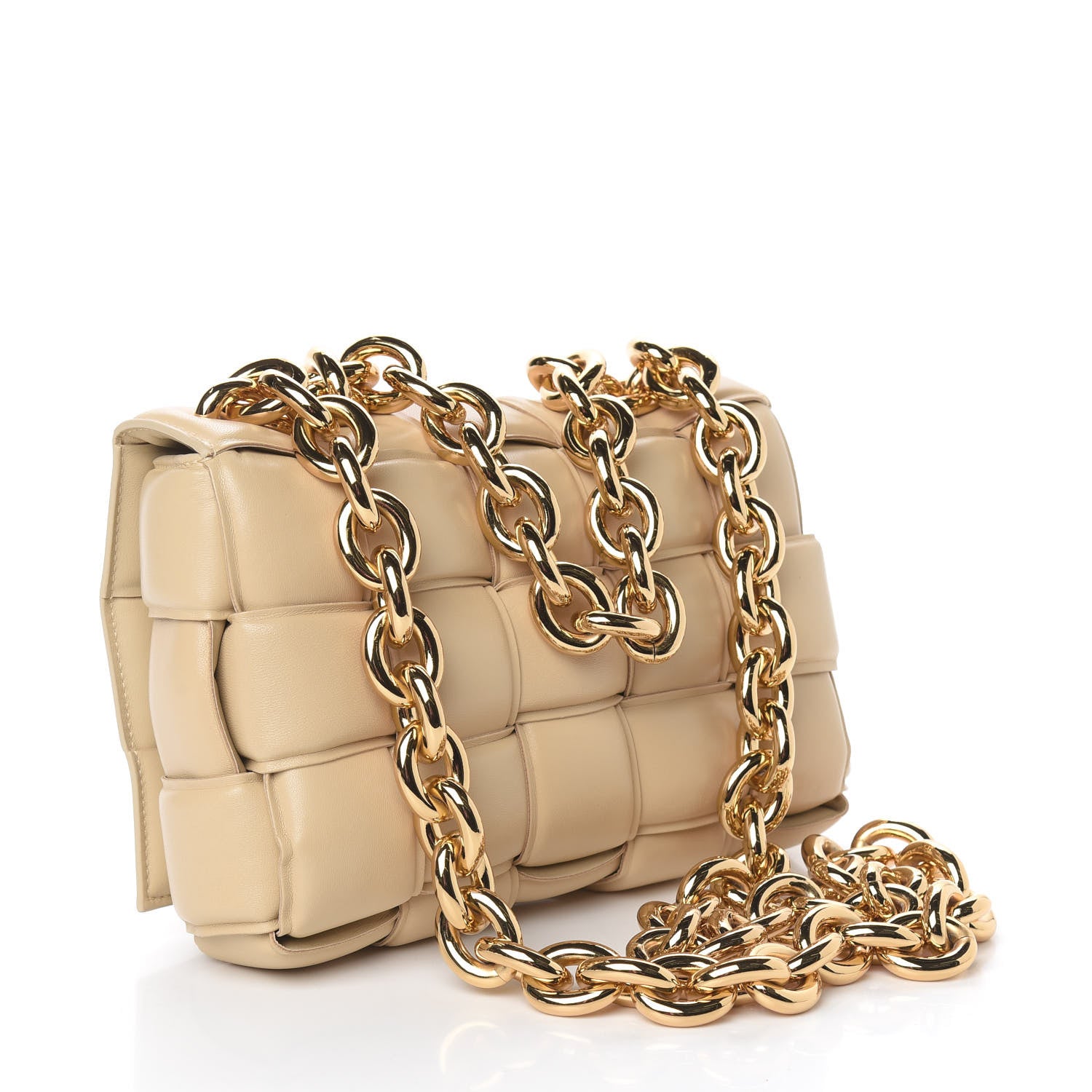 Bottega Veneta Lambskin Maxi Intreccio Padded Chain Cassette Crossbody Bag Porridge 3 of 9