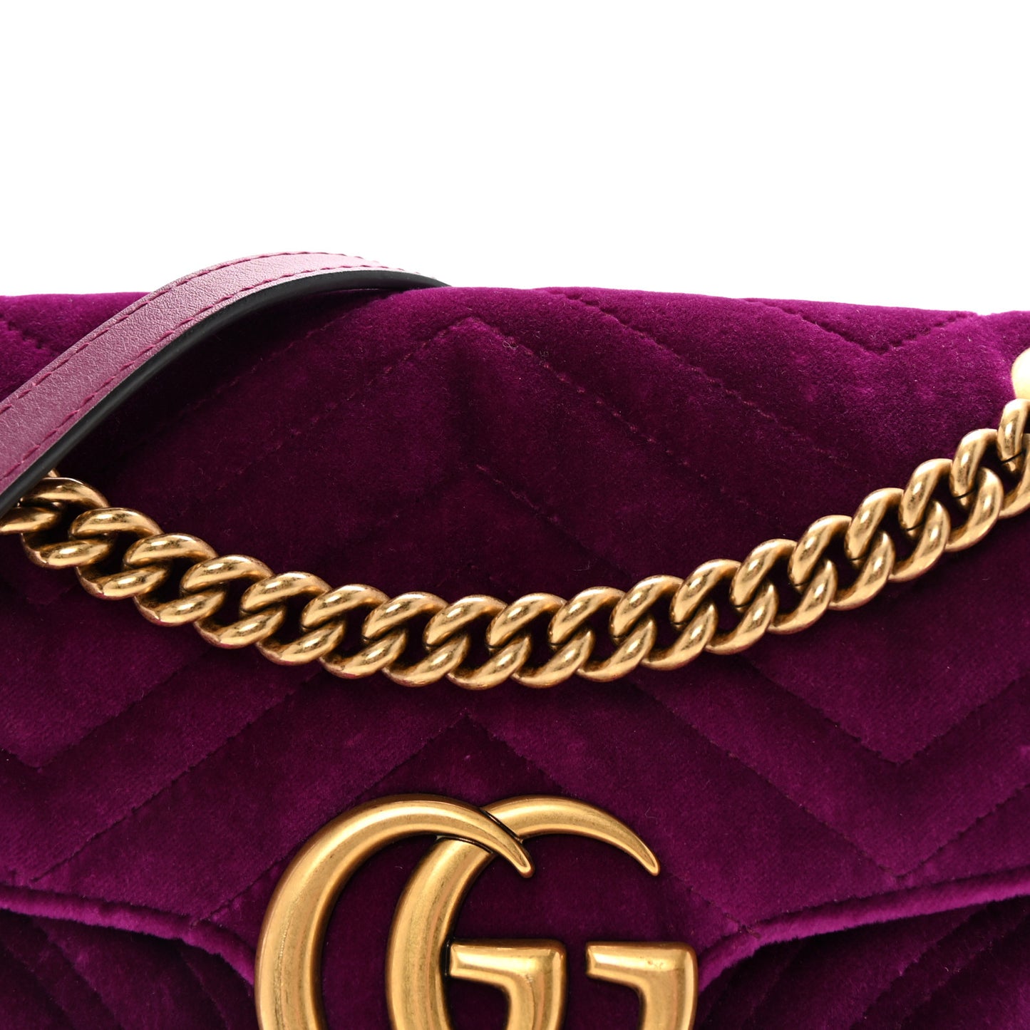 Velvet Matelasse Small GG Marmont Shoulder Bag Fuchsia Violet Cyclamen
