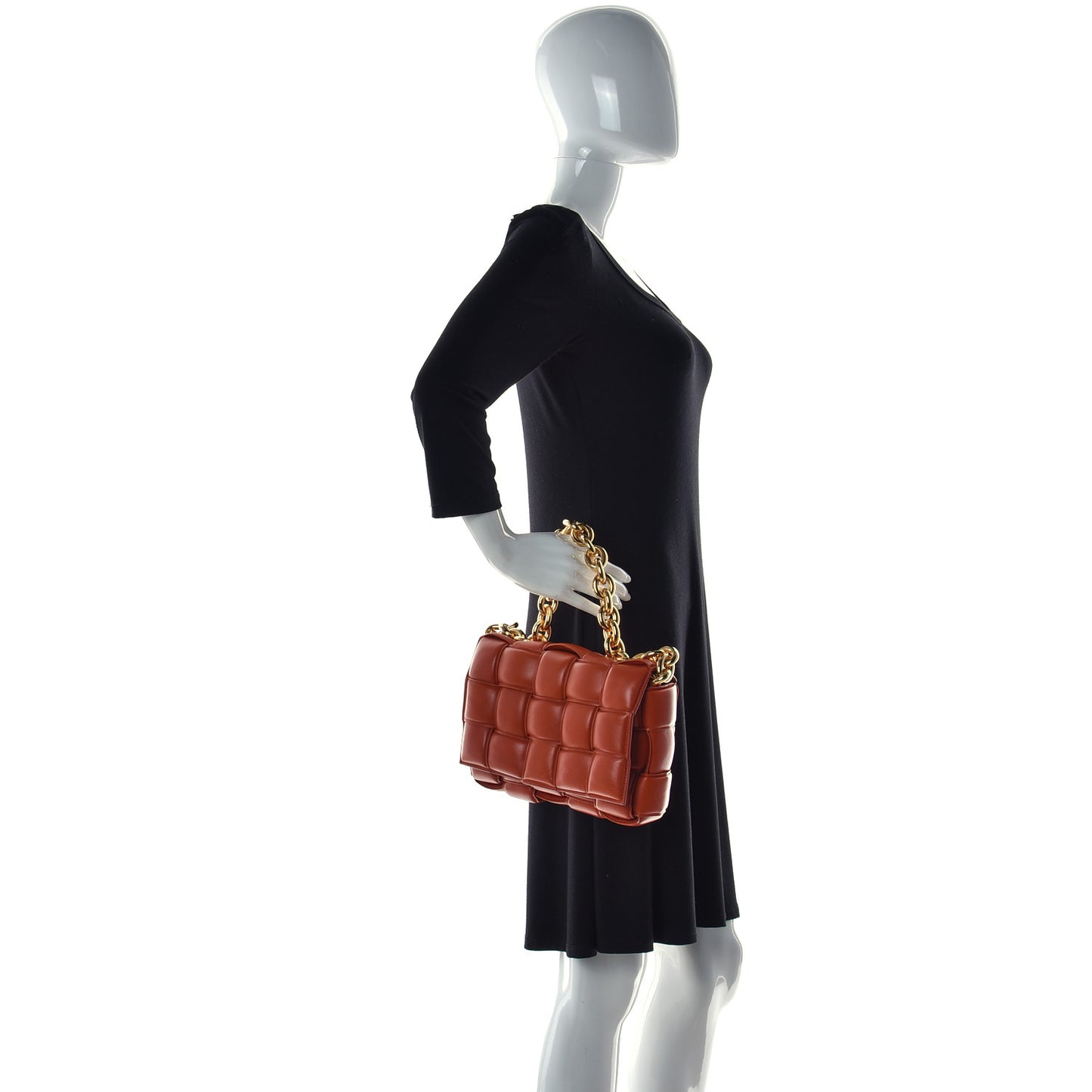 Lambskin Maxi Intreccio Padded Chain Cassette Crossbody Bag Maple