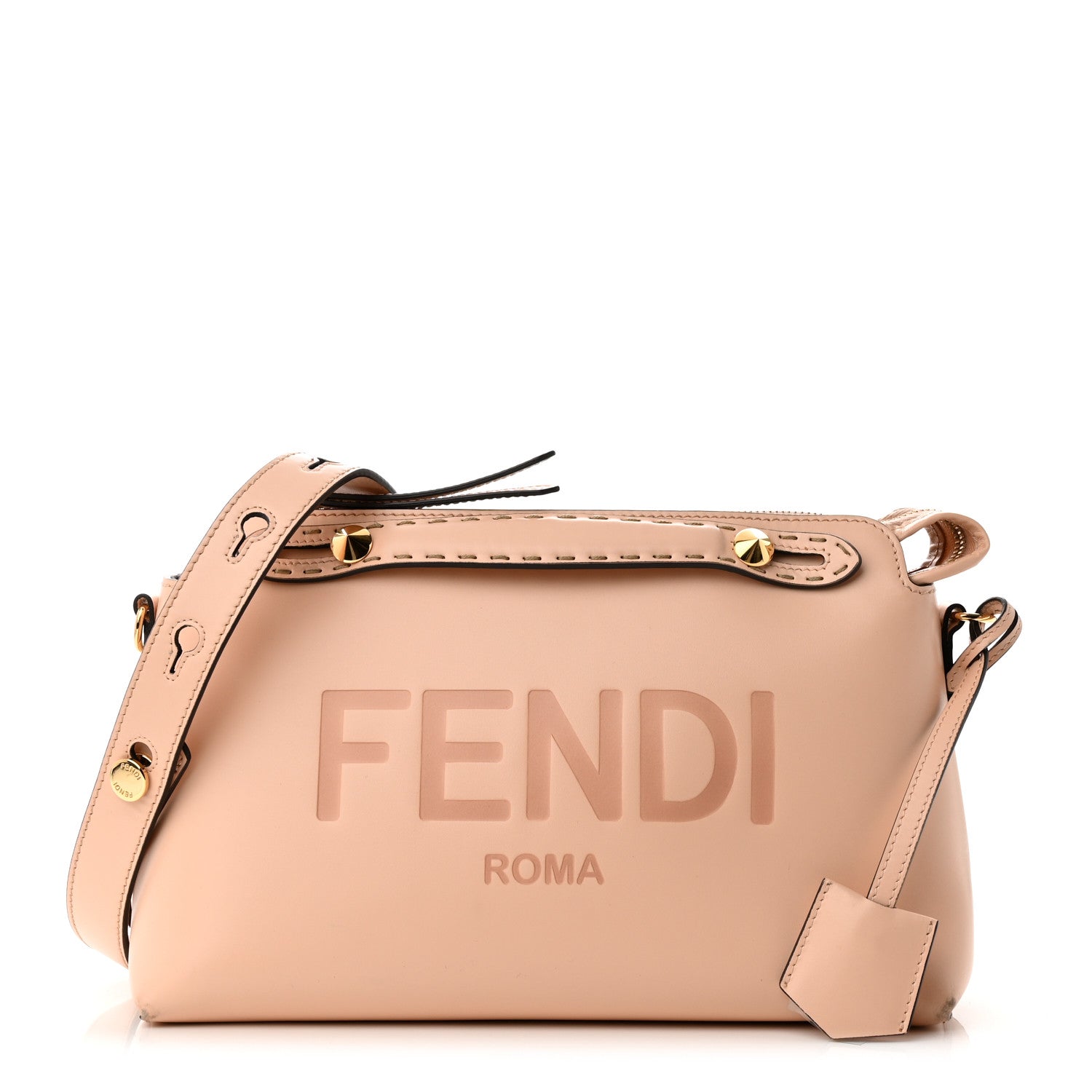 Fendi Vitello King Logo Embossed Medium By The Way Boston Bag Light Rose 1 of 10
