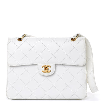 Chanel Caviar Stitched Flap Shoulder Bag White 1 of 14
