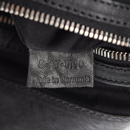 Celine Shrunken Lambskin Zipper Gusset Shopper Black 9 of 10
