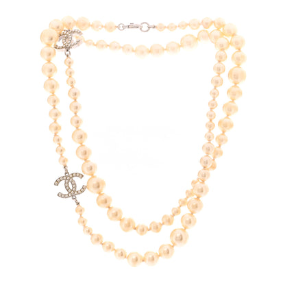 Chanel Graduated Pearl CC Long Necklace Silver 3 of 6