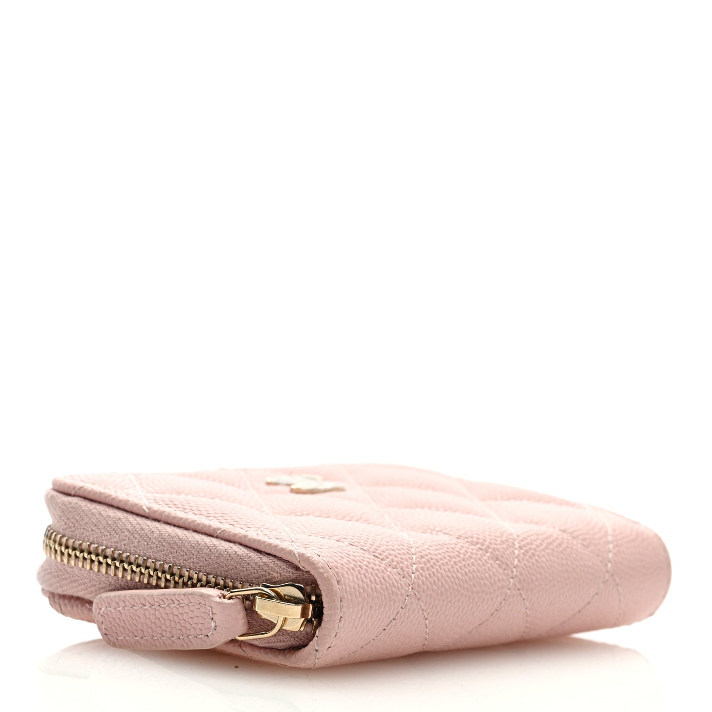 Caviar Quilted Zip Coin Purse Light Pink