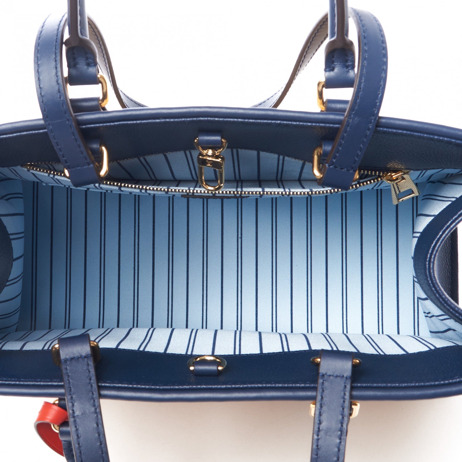 Louis Vuitton Raffia Calfskin Monogram Giant Onthego MM Blue 6 of 8