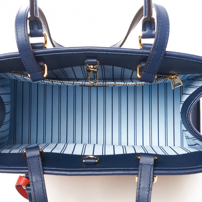 Louis Vuitton Raffia Calfskin Monogram Giant Onthego MM Blue 6 of 8