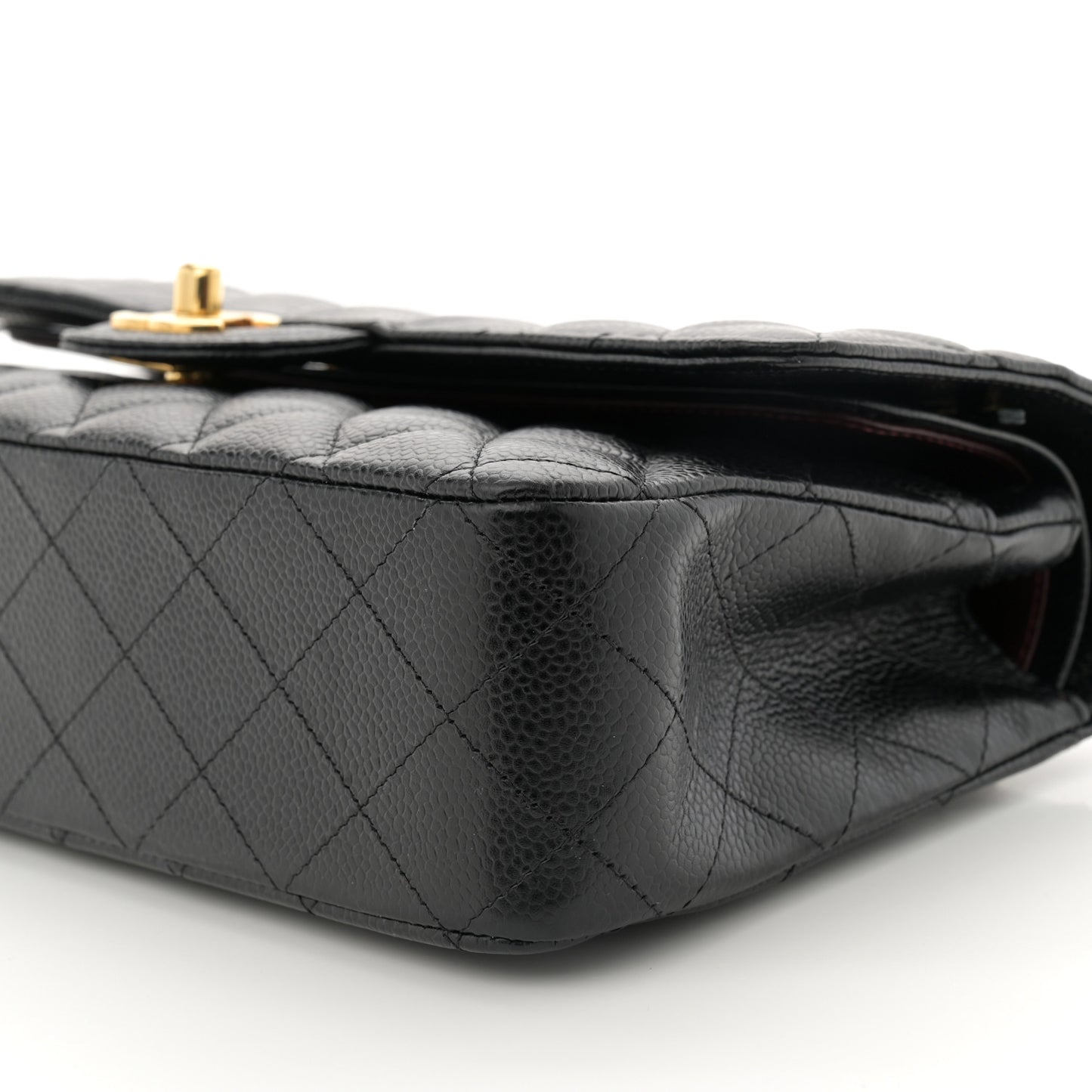 Caviar Quilted Medium Double Flap Black