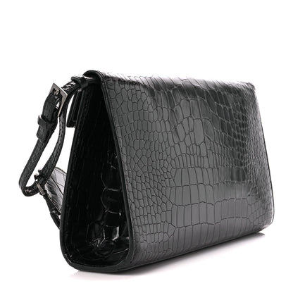 Alaia Crocodile Embossed Pochette Black 3 of 11