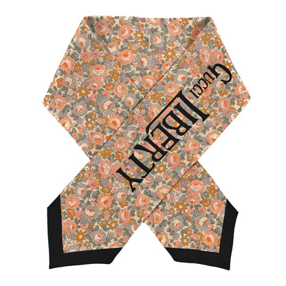 Gucci X LIBERTY OF LONDON Silk Crepe Lit Abbey Neck Bow Scarf Salmon Black 1 of 3