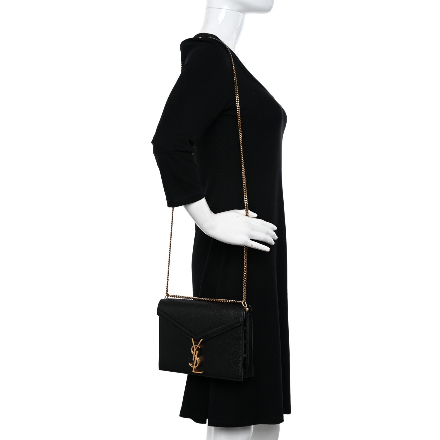 Saint Laurent Grain De Poudre Monogram Cassandra Clasp Bag Black 2 of 10