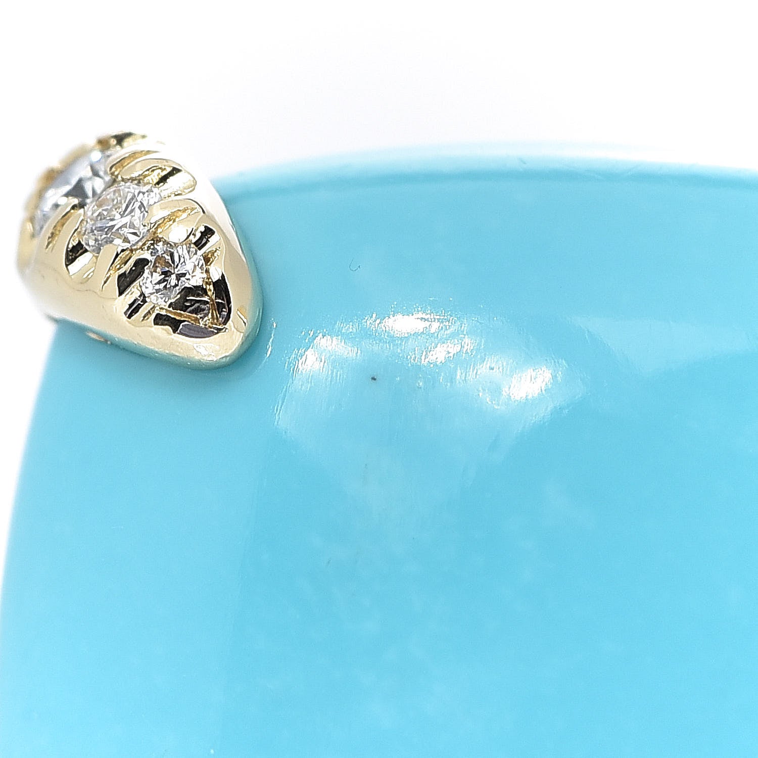 David Yurman 18K Yellow Gold Diamond Turquoise 14mm Chatelaine Ring 54 7 6 of 7