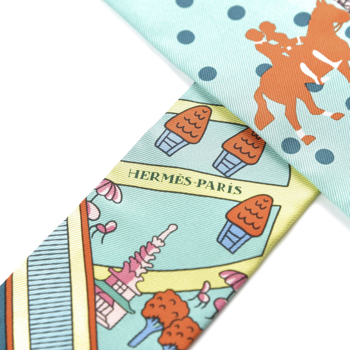 Silk Les Nouveaux Amoureux de Paris Twilly Vert D'eau Jaune Fluo Orange