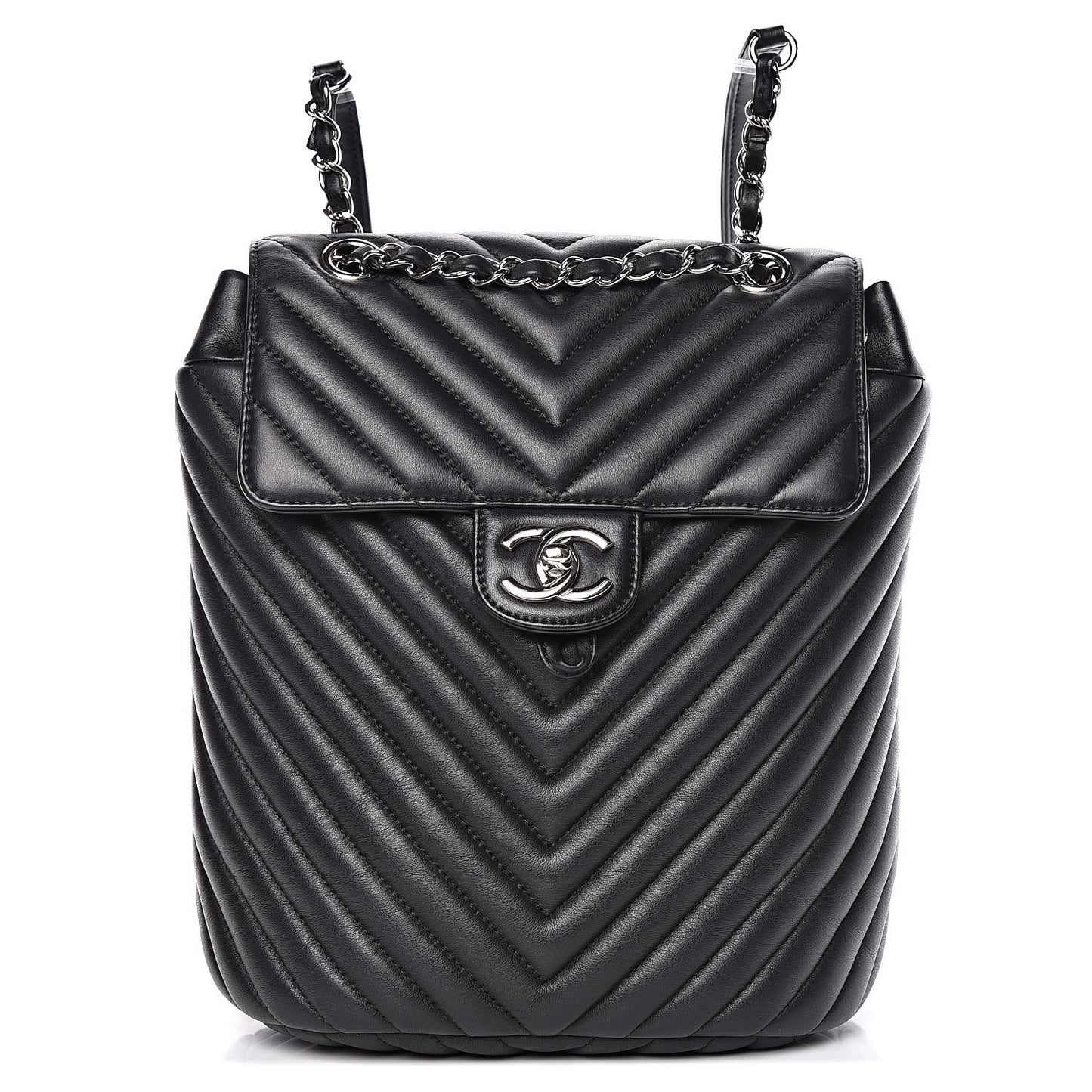 Lambskin Chevron Quilted Small Urban Spirit Backpack Black