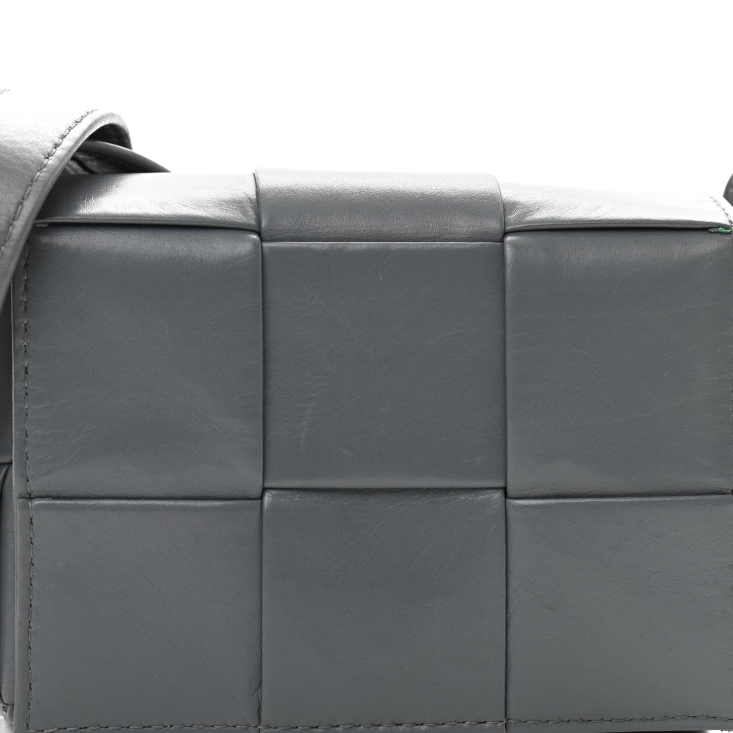 Crinkled Lambskin Maxi Intrecciato Extra Mini Cassette Crossbody Bag Grey