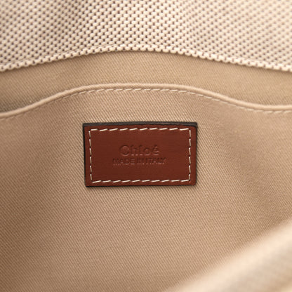 Chloe Cotton Calfskin Small Woody Ribbon Tote White Brown 6 of 9
