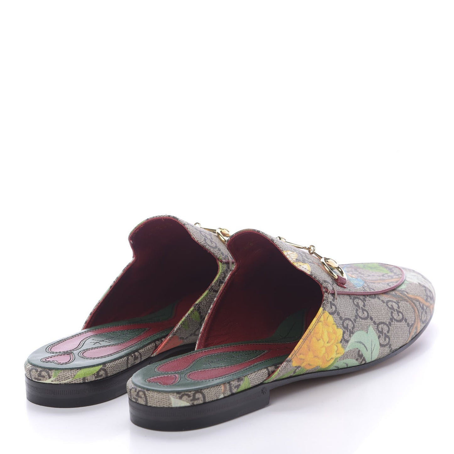 GG Supreme Monogram Tian Womens Princetown Slippers 38.5 Beige Ebony Multicolor