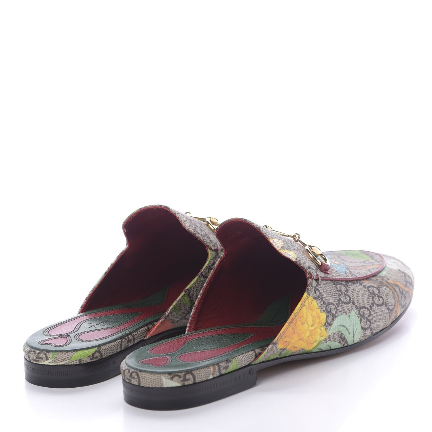 Gucci GG Supreme Monogram Tian Womens Princetown Slippers 38.5 Beige Ebony Multicolor 4 of 10