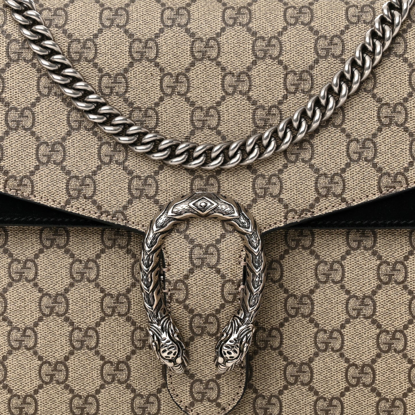 GG Supreme Monogram Medium Dionysus Shoulder Bag Black