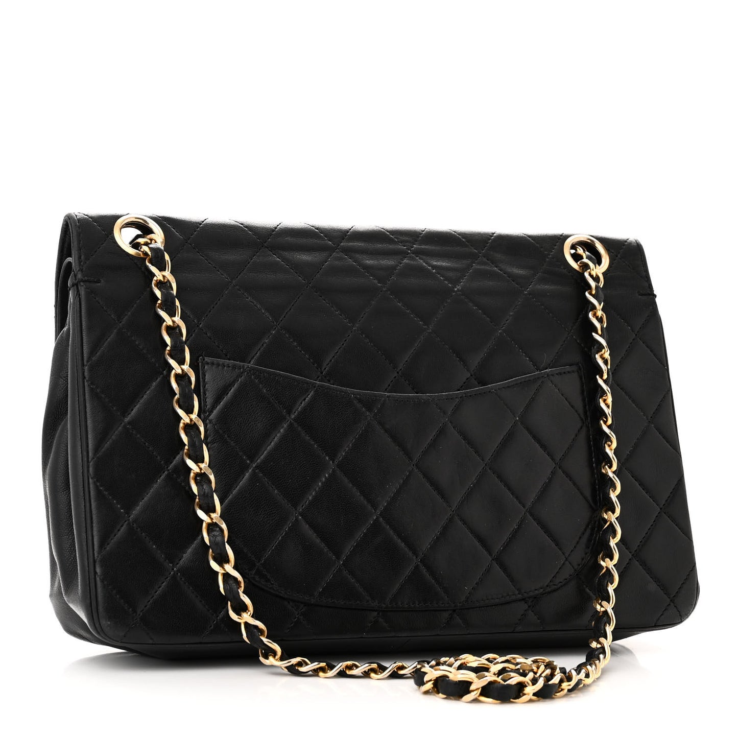 Lambskin Quilted Medium Double Flap Black