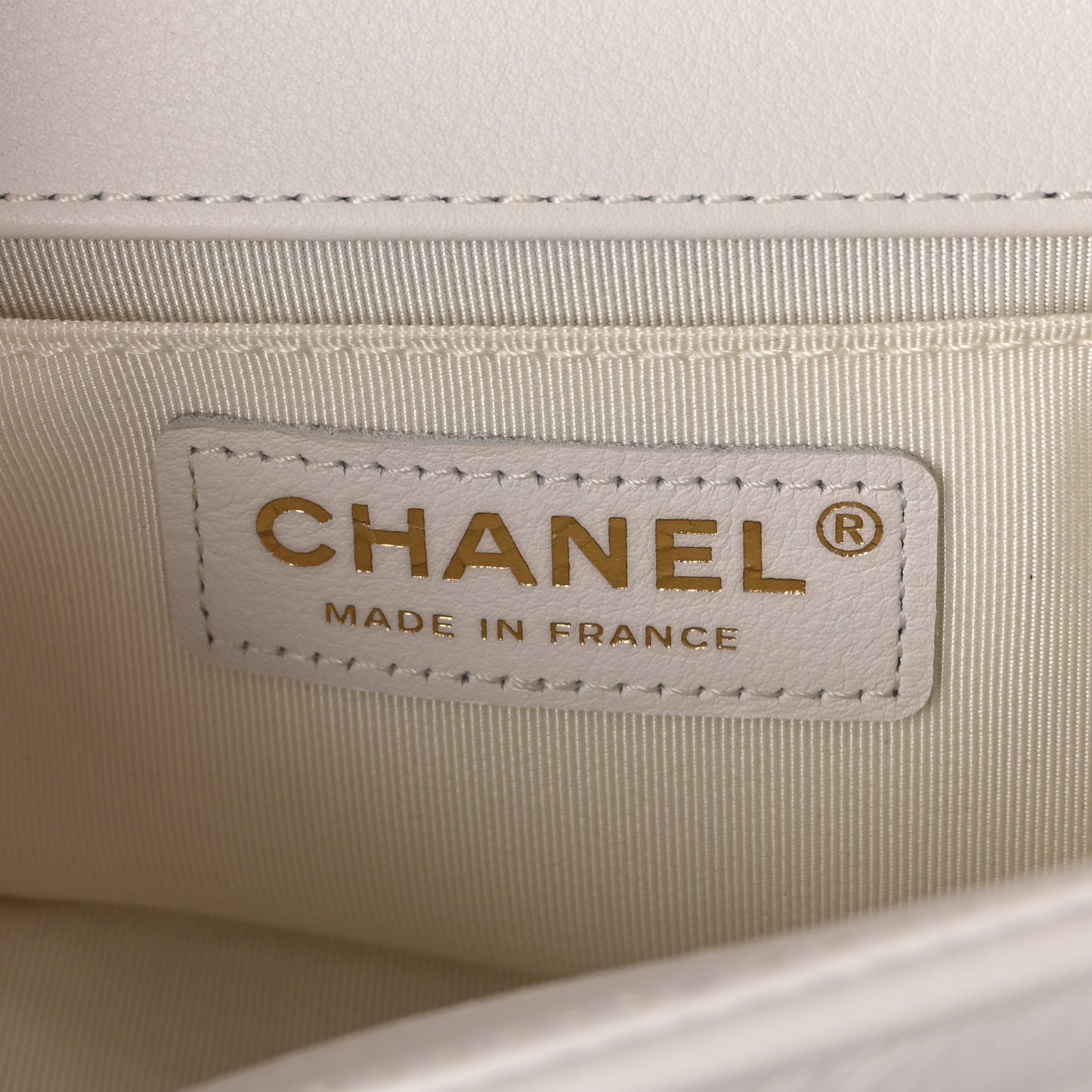 Calfskin Embroidered Small Boy Flap White