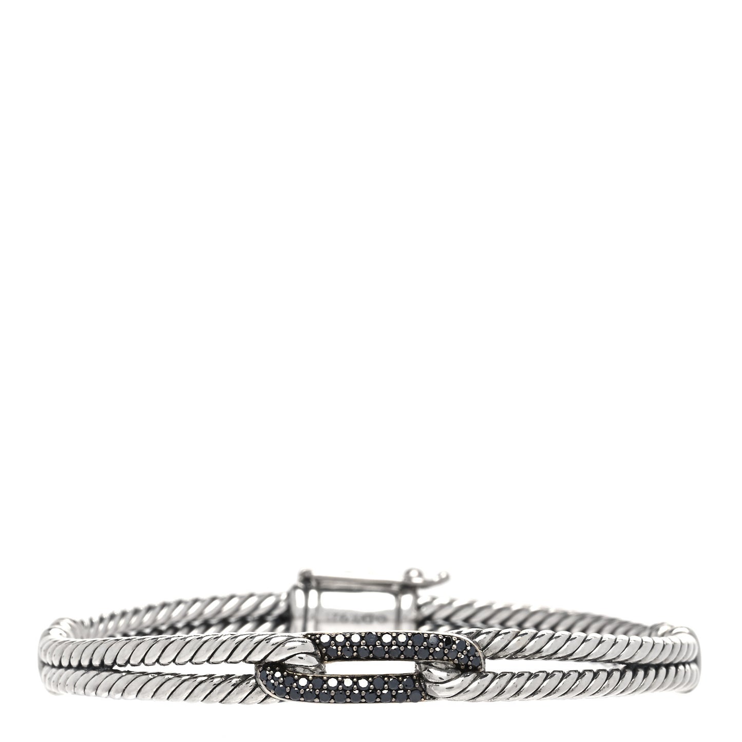 Sterling Silver Pave Black Diamond Mini Loop Labyrinth Bracelet