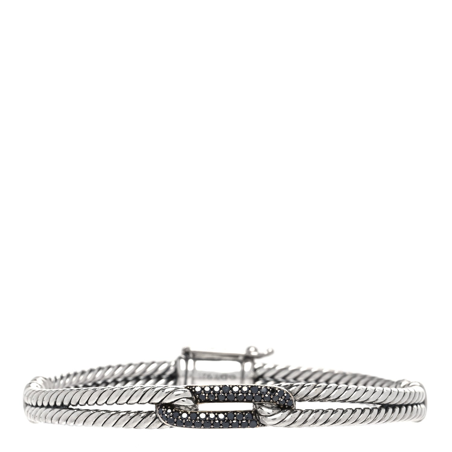David Yurman Sterling Silver Pave Black Diamond Mini Loop Labyrinth Bracelet 1 of 5