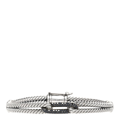 David Yurman Sterling Silver Pave Black Diamond Mini Loop Labyrinth Bracelet 1 of 5