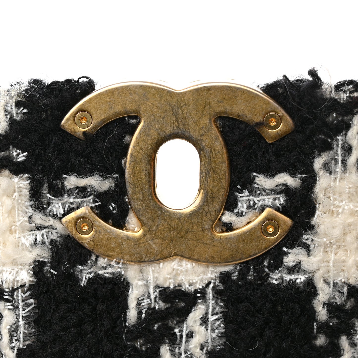 Tweed Quilted Large Chanel 19 Flap Black Ecru White