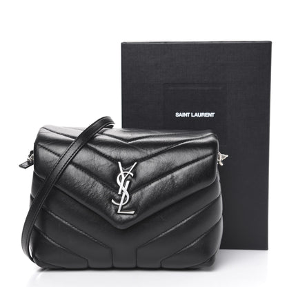 Saint Laurent Calfskin Y Quilted Monogram Toy Loulou Crossbody Bag Black 10 of 10