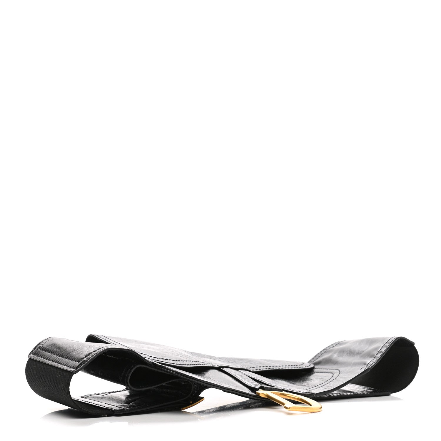 Christian Dior Crinkled Lambskin 135mm Saddle Belt Black 4 of 9
