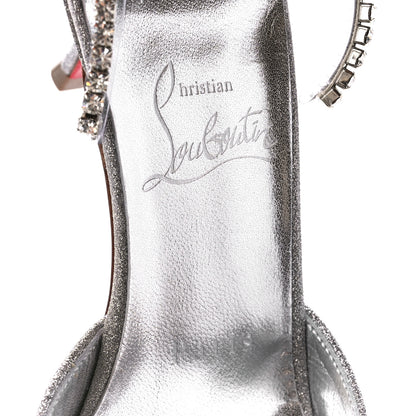 Christian Louboutin Calfskin Glitter Crystal Planet Queen 70 Mule Silver 6 of 7