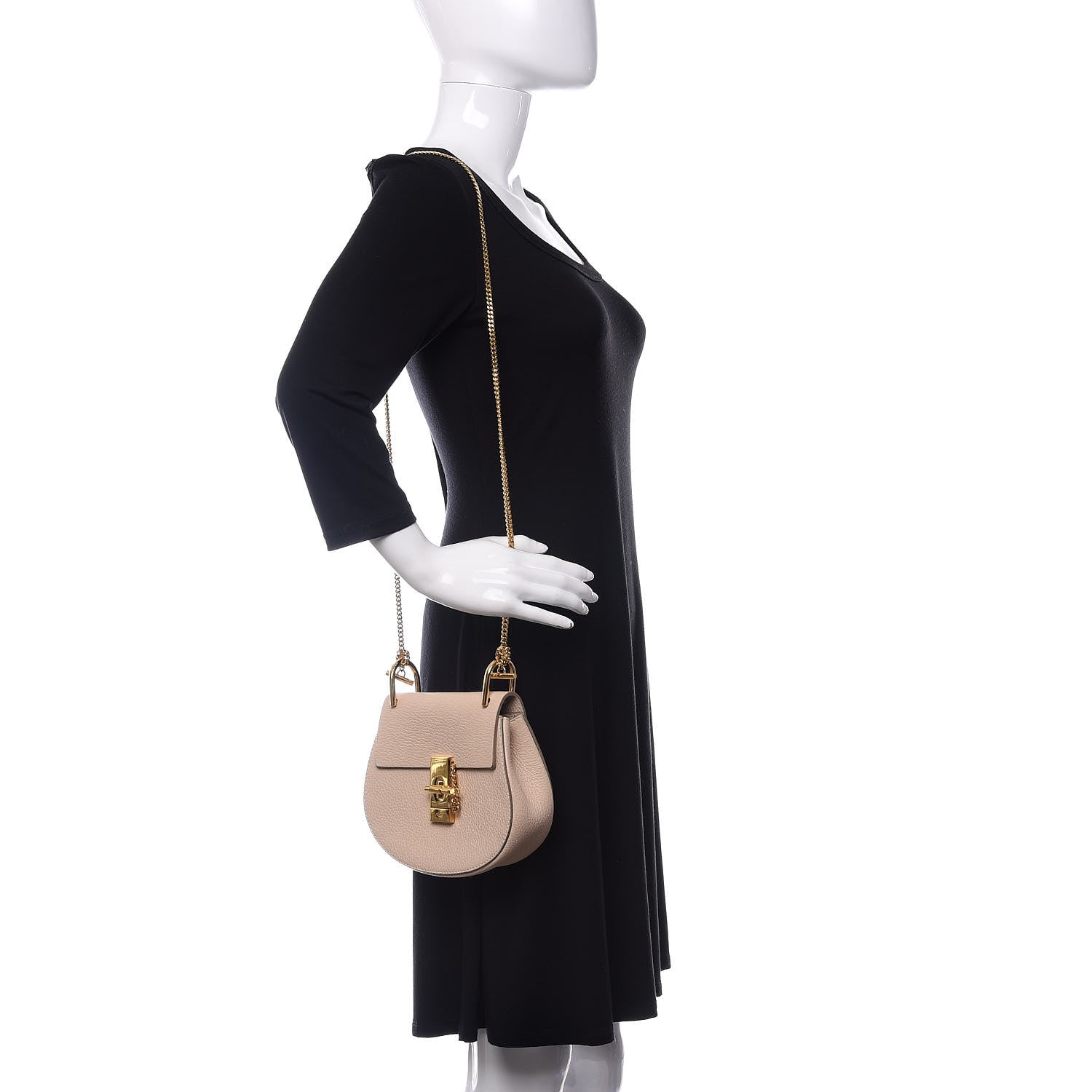 Chloe Grained Lambskin Mini Drew Shoulder Bag Abstract White 2 of 8