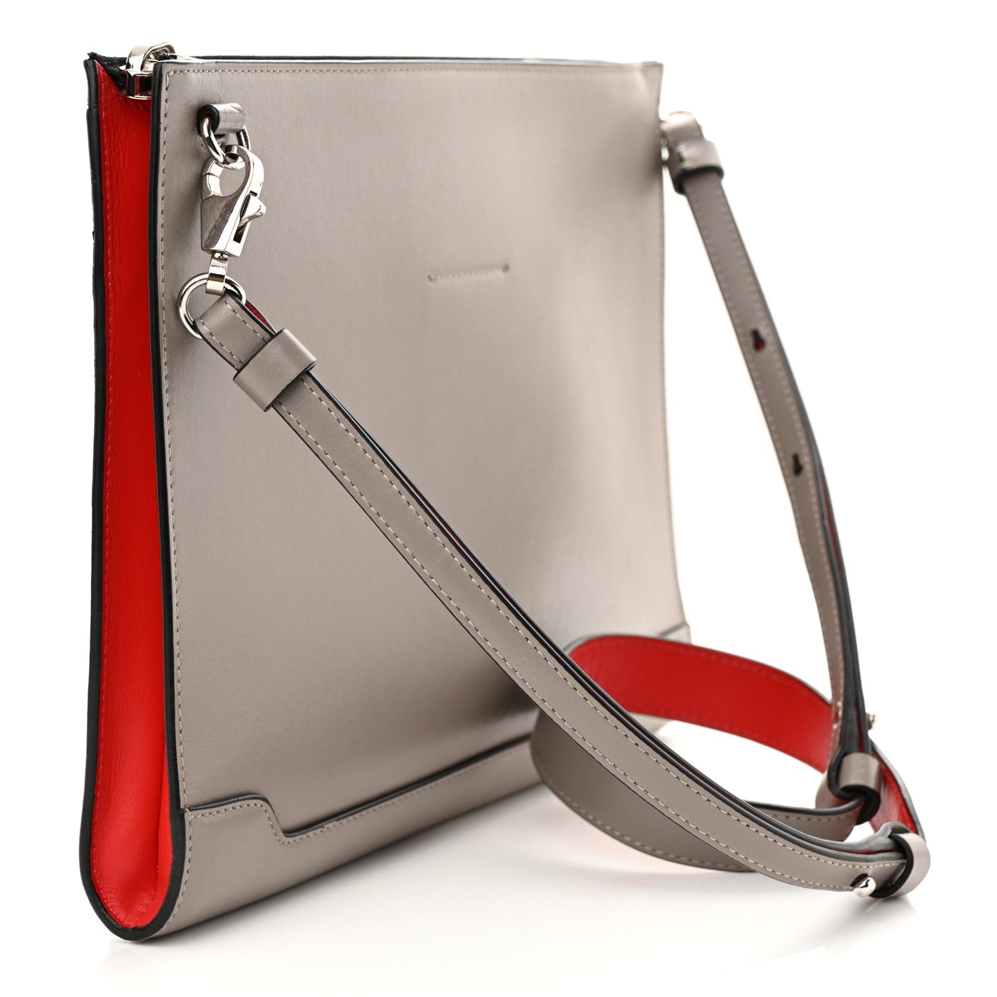 Calfskin Studded Skypouch Crossbody Clutch Grey