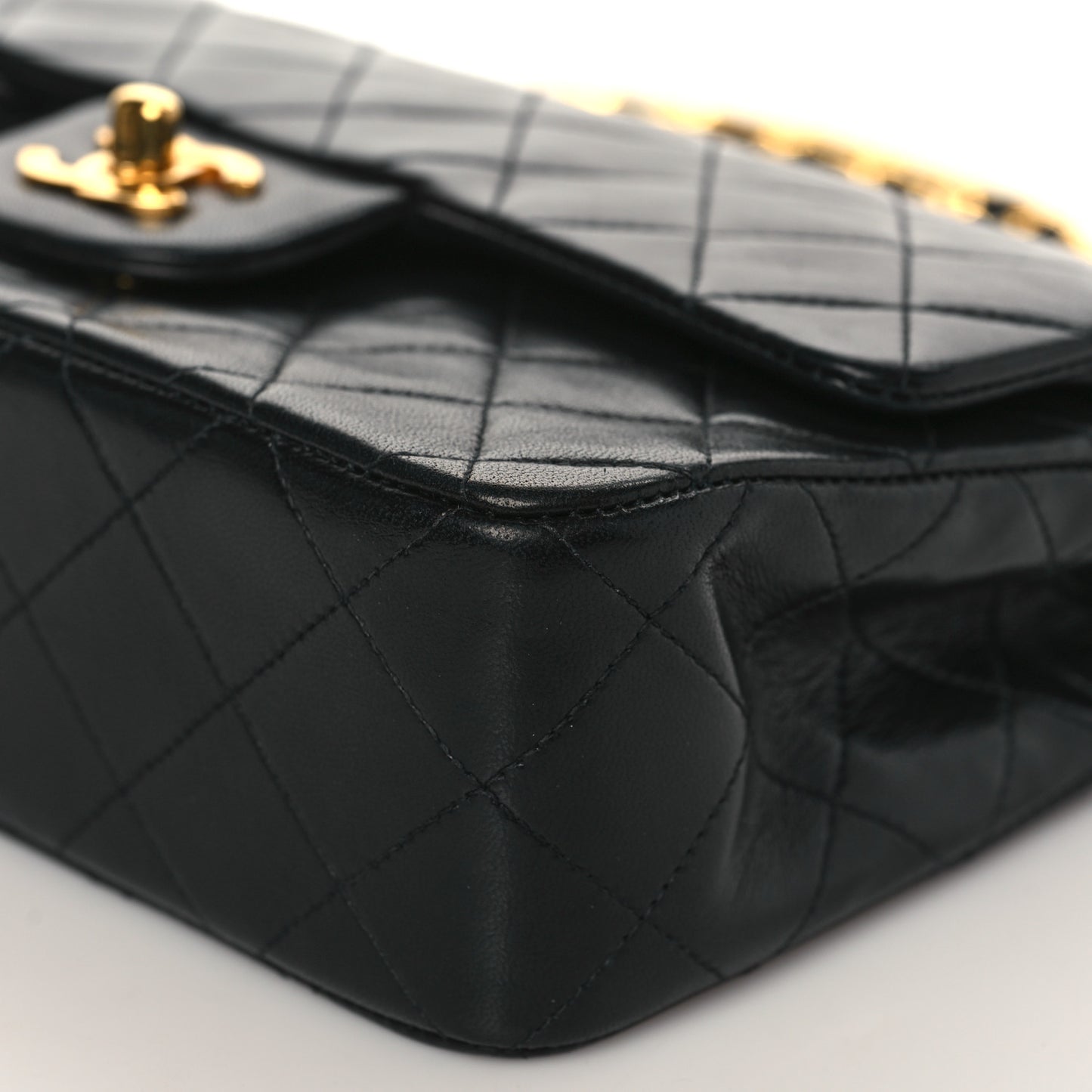 Lambskin Quilted Small Double Flap Black