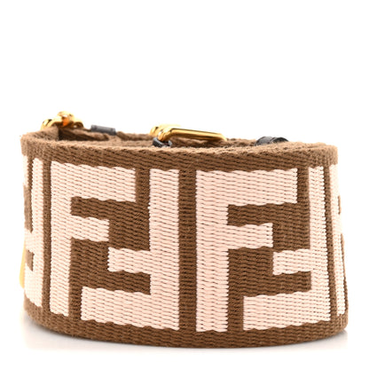 Fendi Ribbon Vitello Century FF 1974 Embroidered Adjustable Strap You Rosa Confetto Chocolate 2 of 5