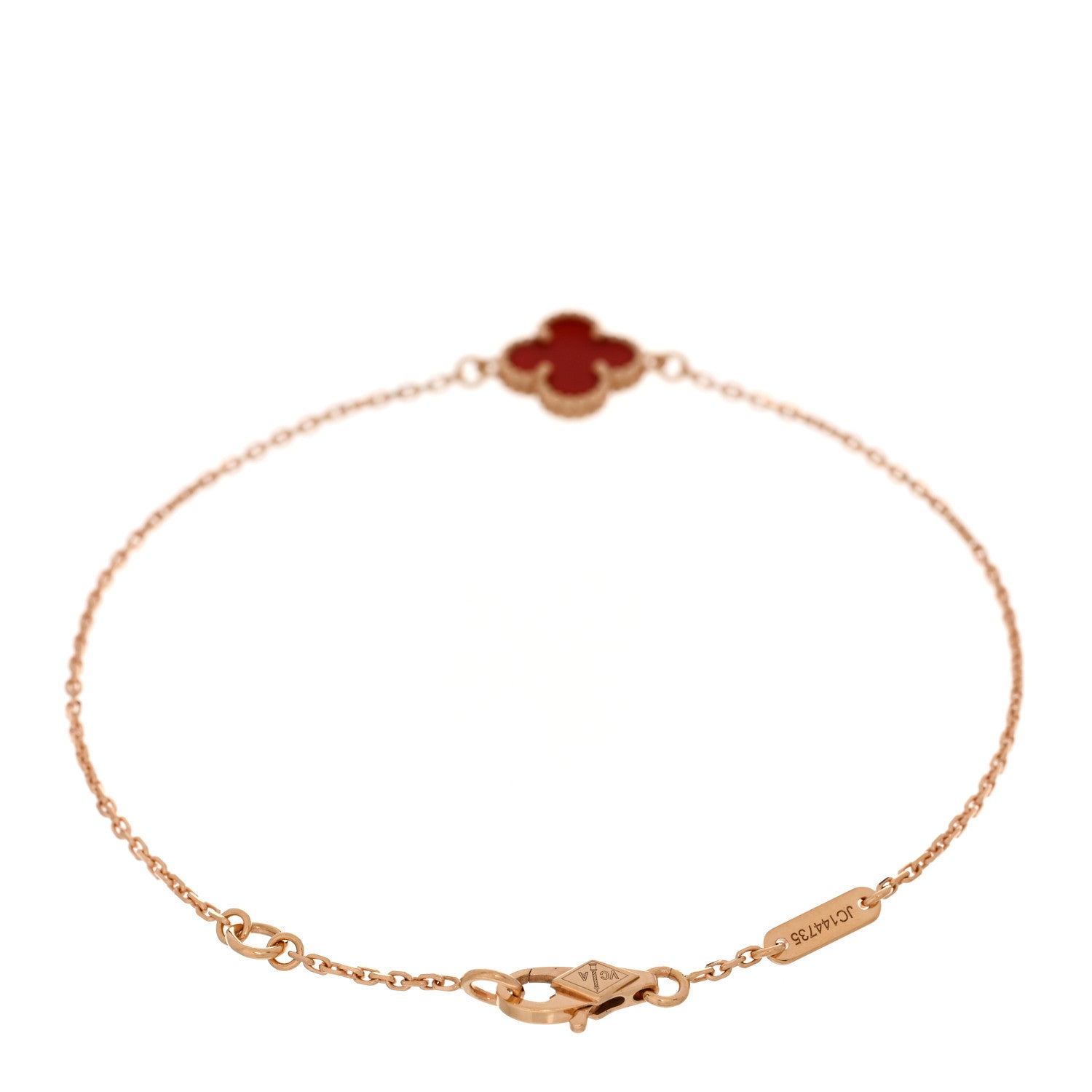 Van Cleef & Arpels 18K Rose Gold Carnelian Sweet Alhambra Bracelet 2 of 5