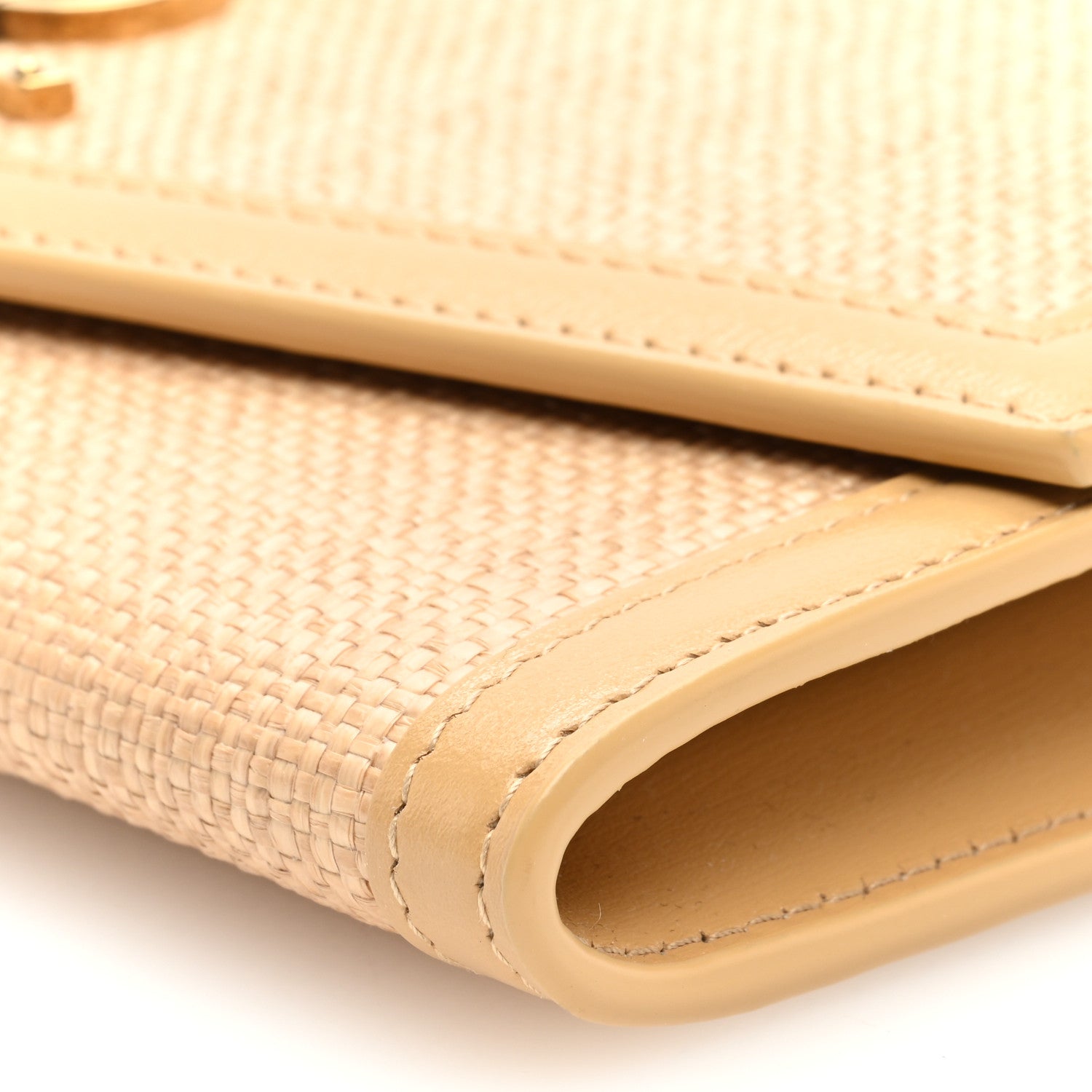 Saint Laurent Micro Raffia Monogram Uptown Chain Wallet Natural Hay Blush 10 of 11