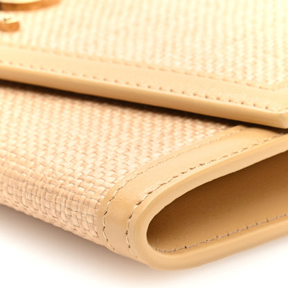Saint Laurent Micro Raffia Monogram Uptown Chain Wallet Natural Hay Blush 10 of 11
