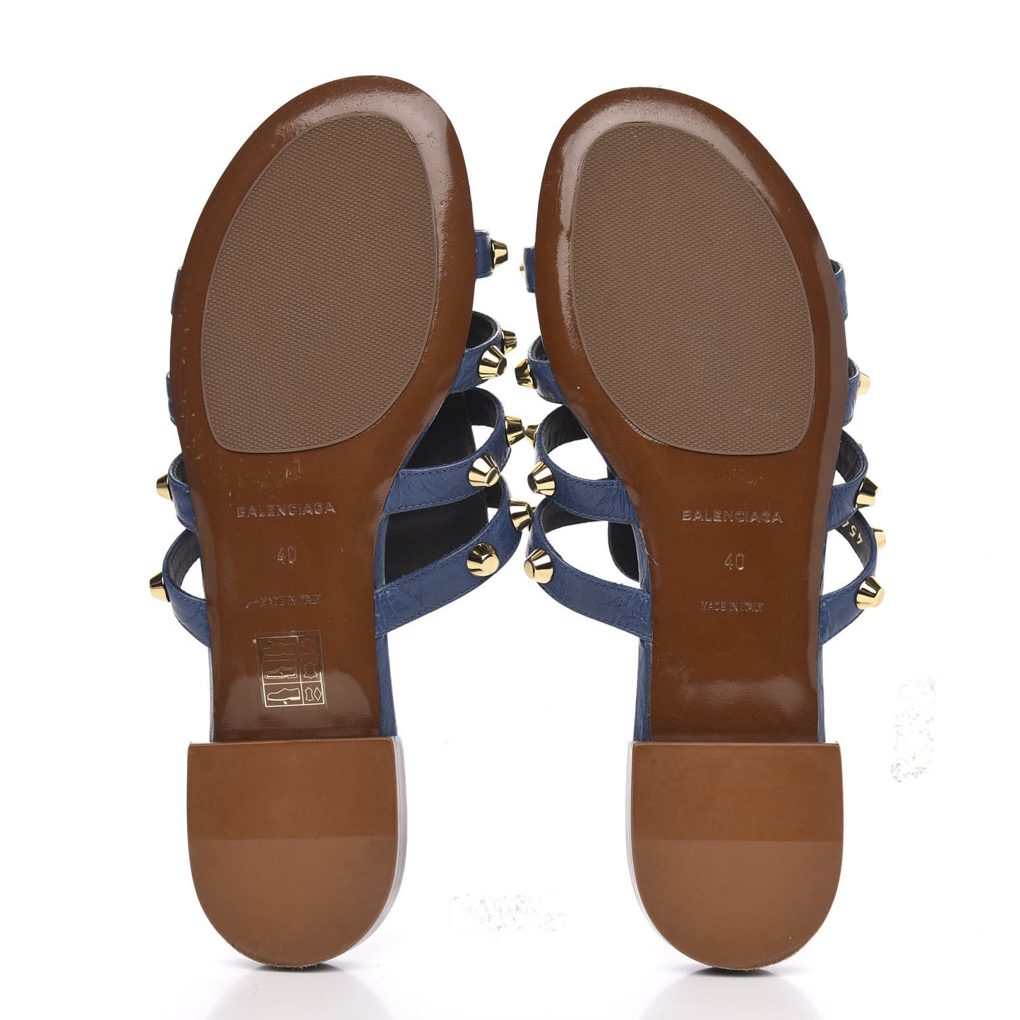Agneau Giant Gold Stud Sandals 40 Blue