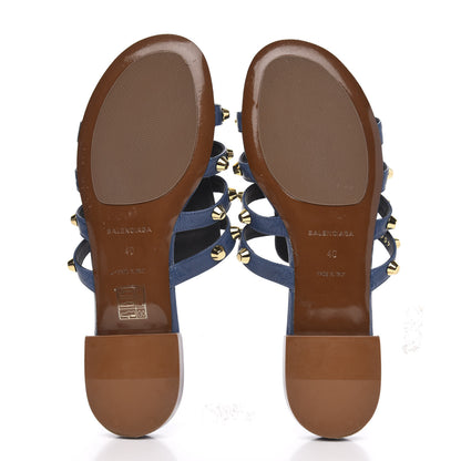 Balenciaga Agneau Giant Gold Stud Sandals 40 Blue 5 of 8